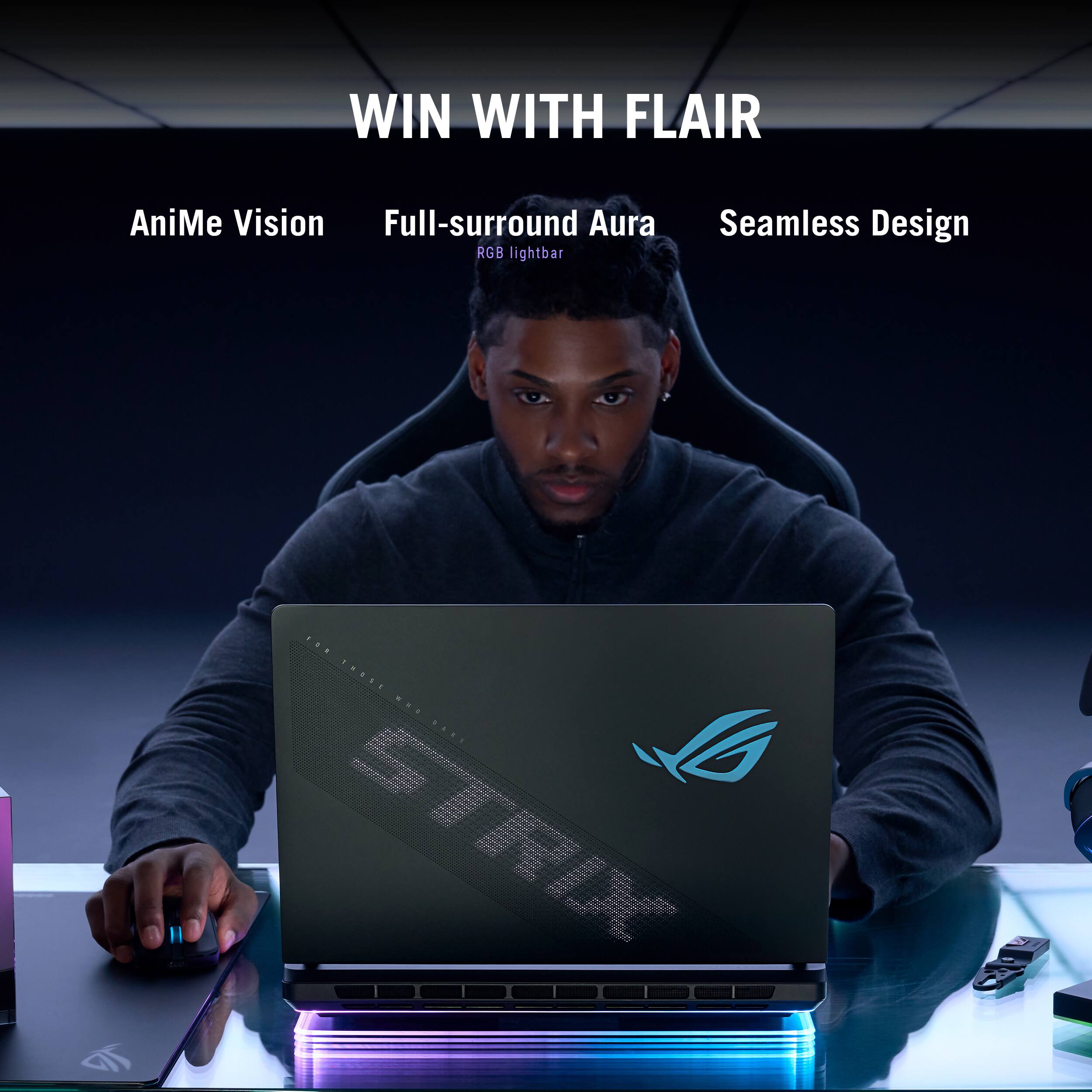 WIN WITH FLAIR Anime Vision Full-surround Aura RGB lightbar Seamless Design T ... THREE ... ... G STRD