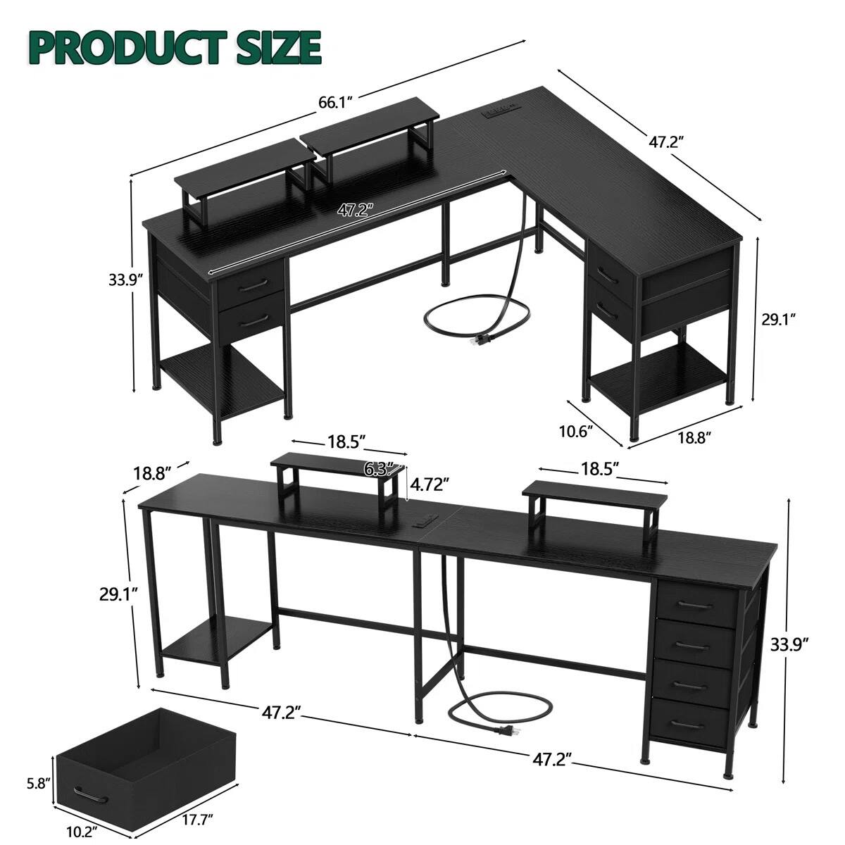 PRODUCT SIZE

- 66.1"
- 47.2"
- 33.9"
- 29.1"
- 18.8"
- 18.5"
- 10.6"
- 6.37"
- 4.72"
- 5.8"
- 10.2"
- 17.7"