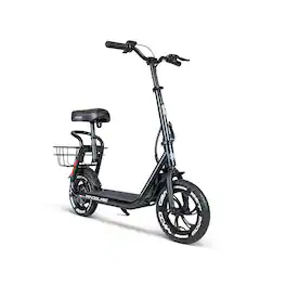 Electric Scooter with Seat & Basket for Adults & Teens – Long Range 18 Miles, 450W Motor, Foldable – Madd Gear Pendolare - Black