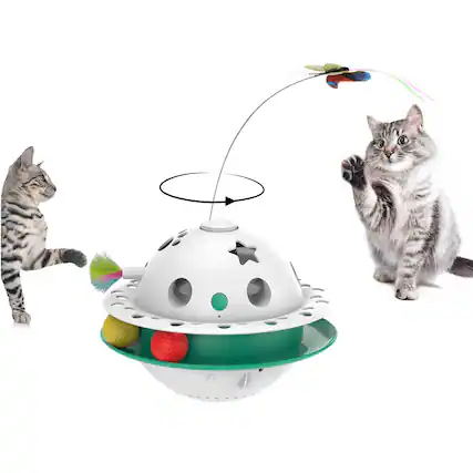 Front. PawsPik - PawsPik Triple Chase Tumbling Interactive Cat Toy with Catnip Ball - green.