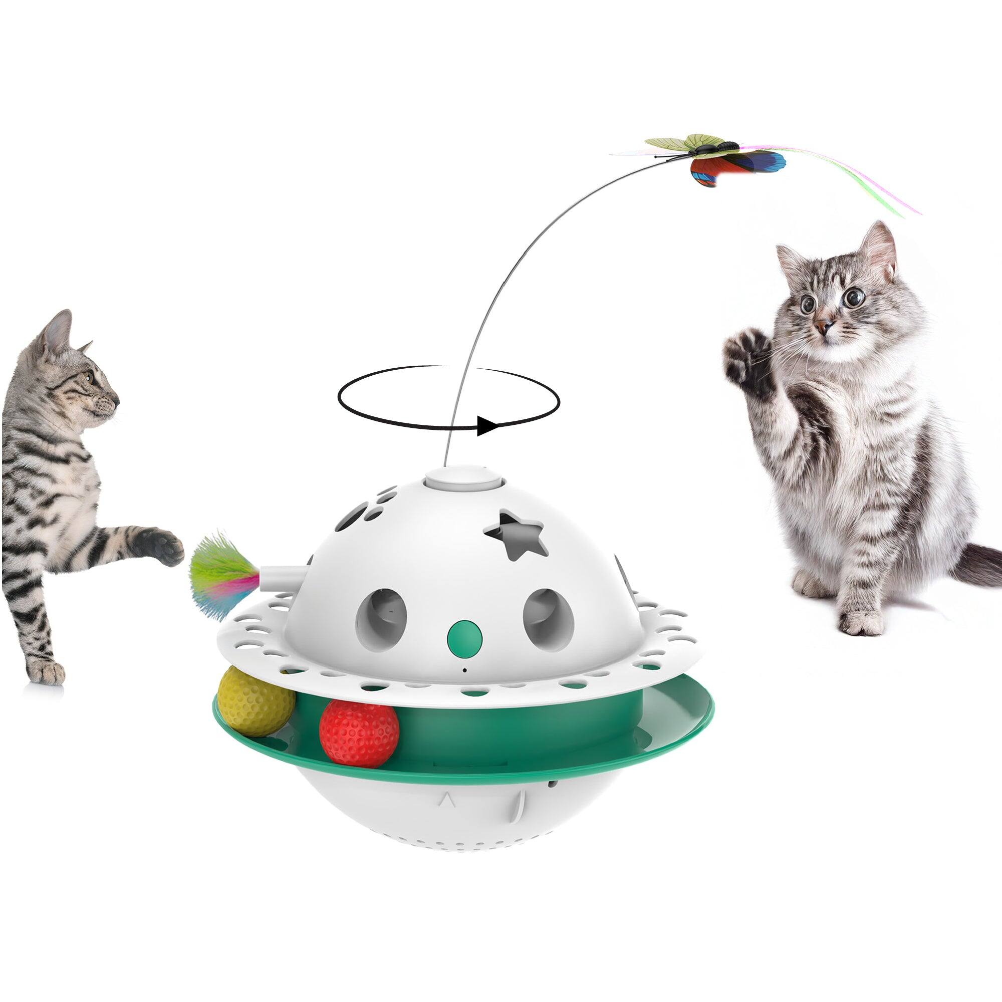 Front. PawsPik - PawsPik Triple Chase Tumbling Interactive Cat Toy with Catnip Ball - green.