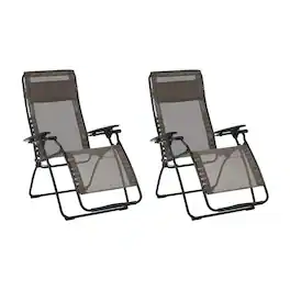 Lafuma - Futura Batyline Series Relaxation Lawn Chair Recliner, Graphite (2 Pack) - Gray
