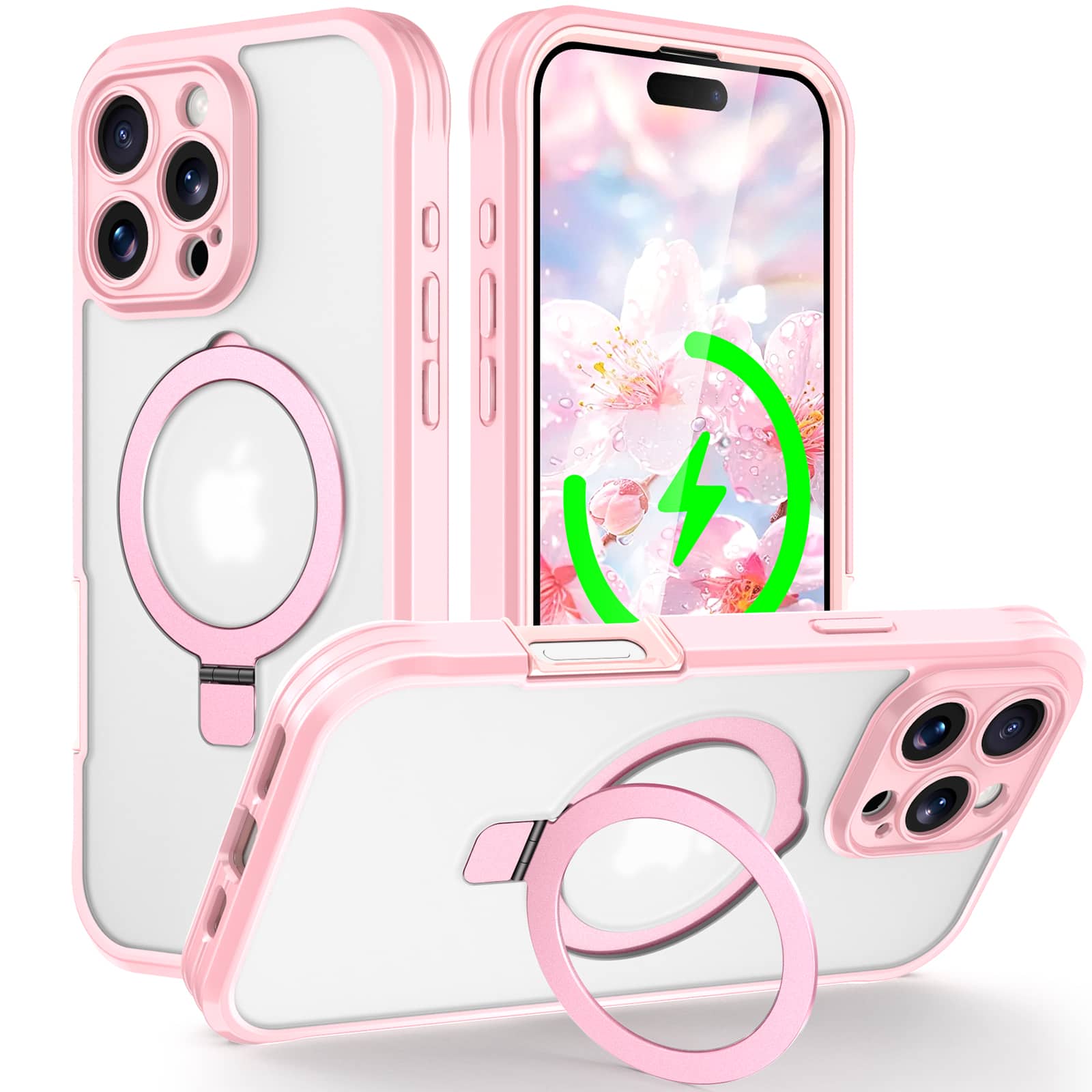 UUCOVER - For Apple iPhone 16 Pro Max Magnetic Kickstand Case with PET Screen Protector, Compatible with MagSafe, Shockproof Cover - Pink price history on PriceWatchPro