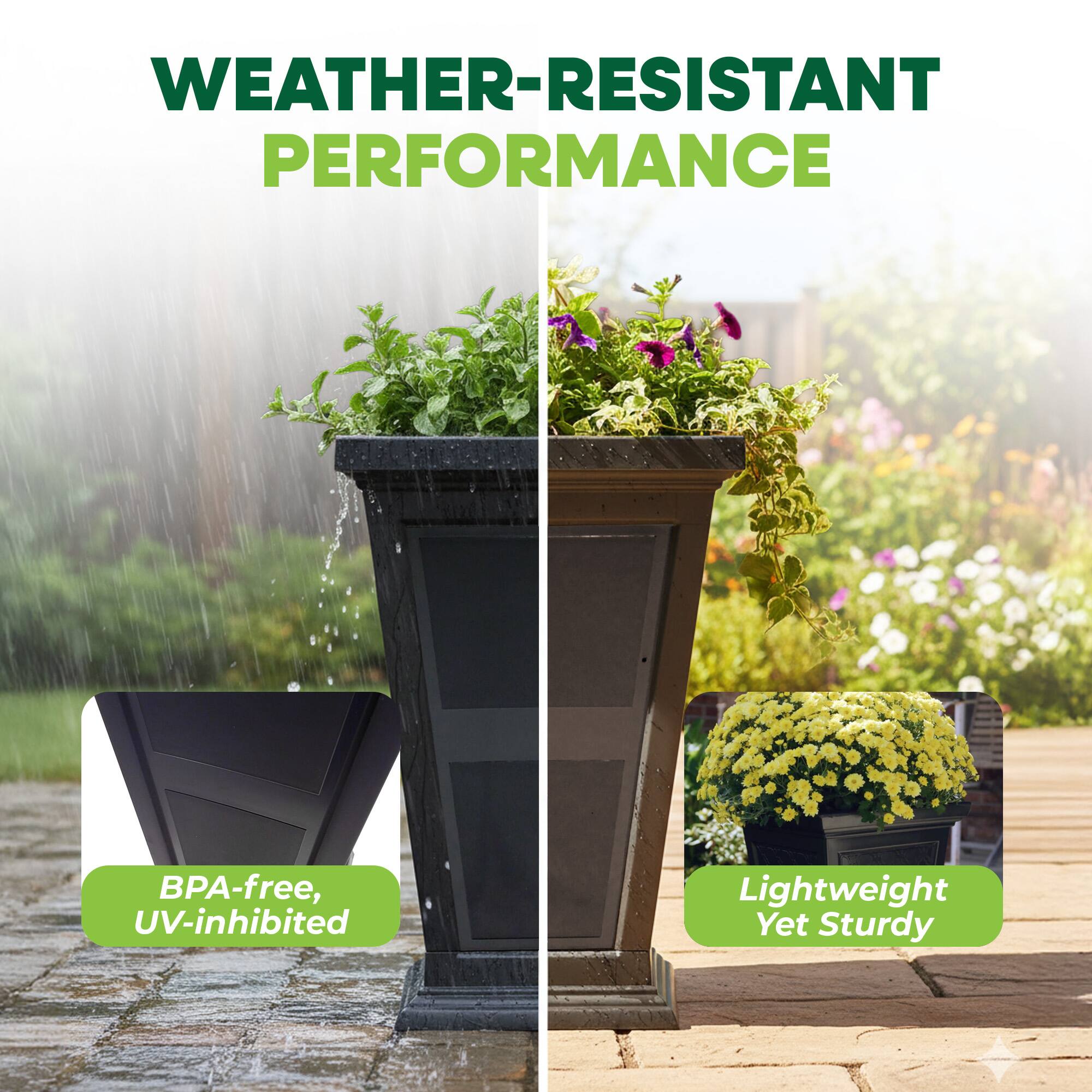 WEATHER-RESISTANT PERFORMANCE  
BPA-free, UV-inhibited  
Lightweight Yet Sturdy