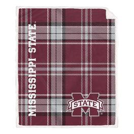 Pegasus - Mississippi State Bulldogs 50" x 60" Playmaker Plaid Ultra Cozy Sherpa Throw - Multicolor