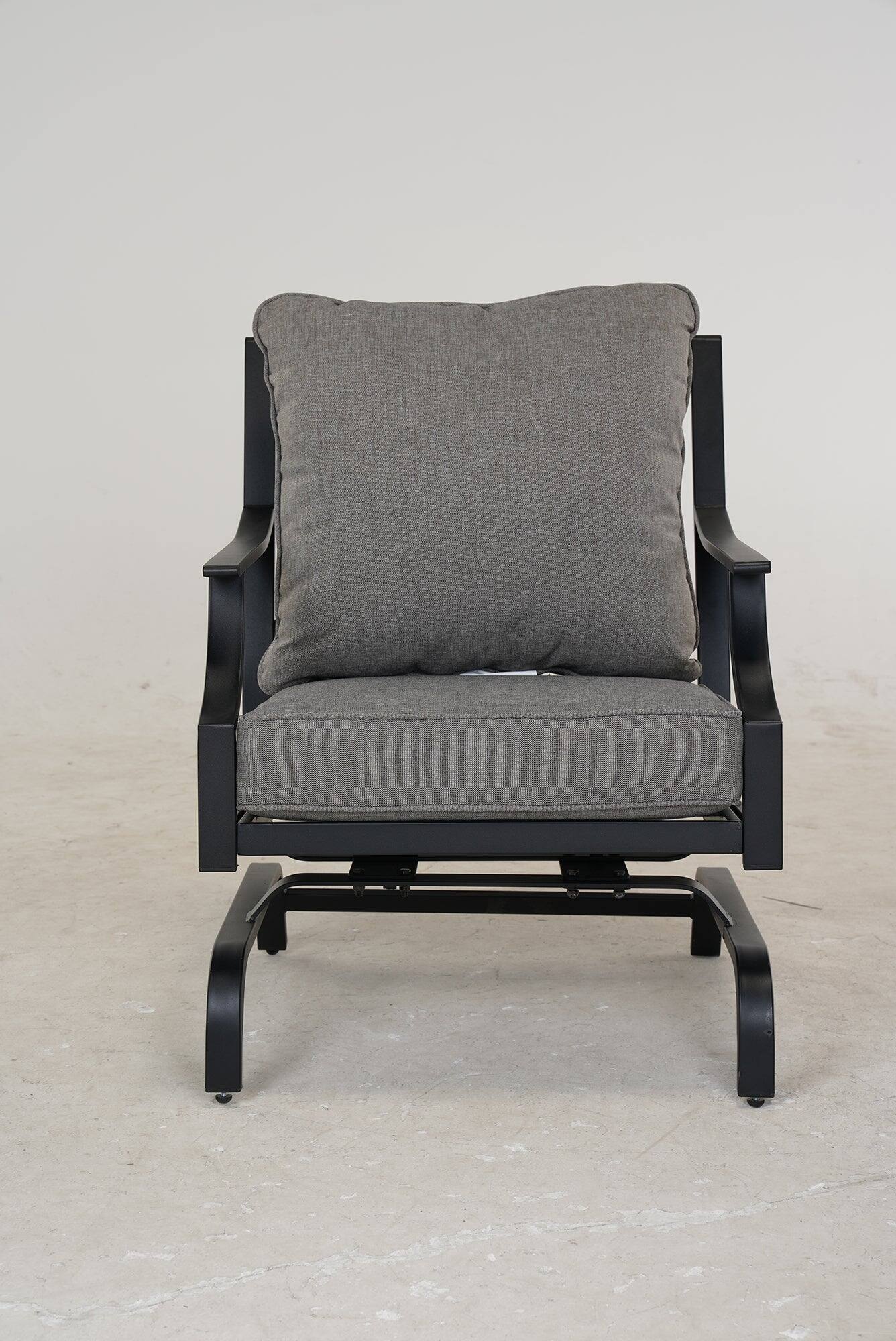 Alt View 3. Boyel Living - Black 3-Piece Outdoor Patio Conversation Set with Gray Cushions and Coffee Table - Black.