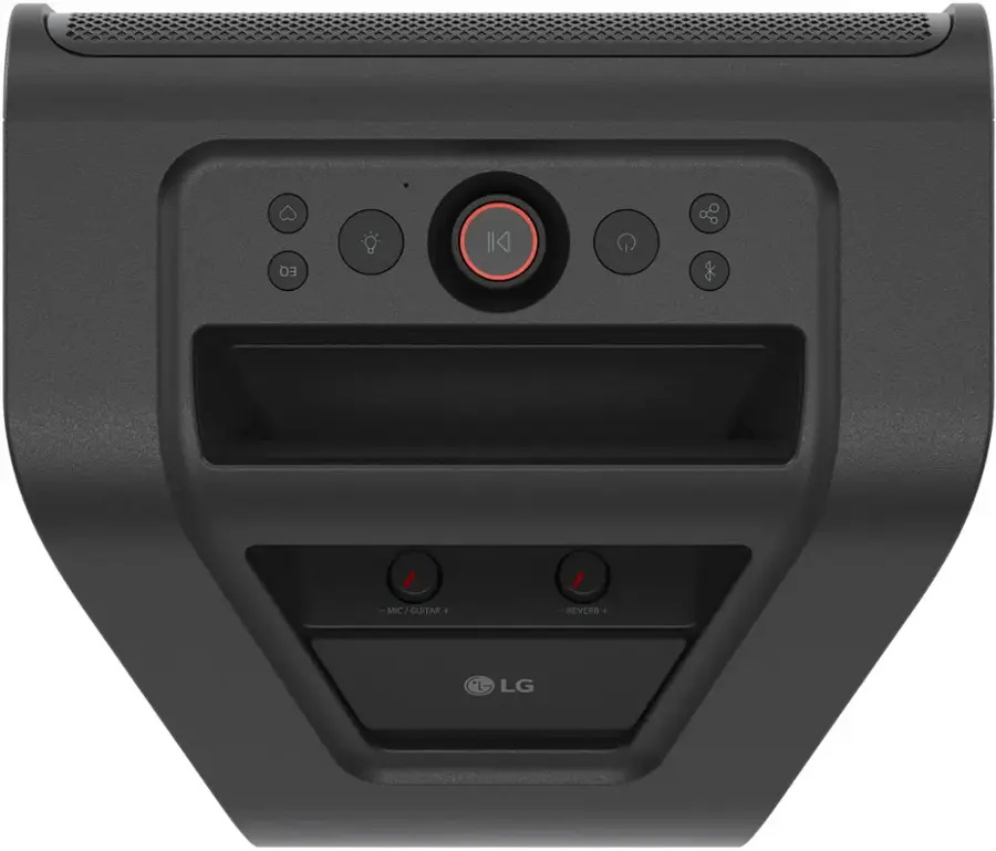 The text on the image reads "EQ Kee MIC - GUITAR REVERB + LG." This can be grouped and corrected as follows:

"EQ Kee MIC - GUITAR REVERB + LG" can be rephrased as "EQ Kee MIC - Guitar Reverb + LG." The corrected text emphasizes the brand name "LG" and the function of the device, which is a guitar reverb.