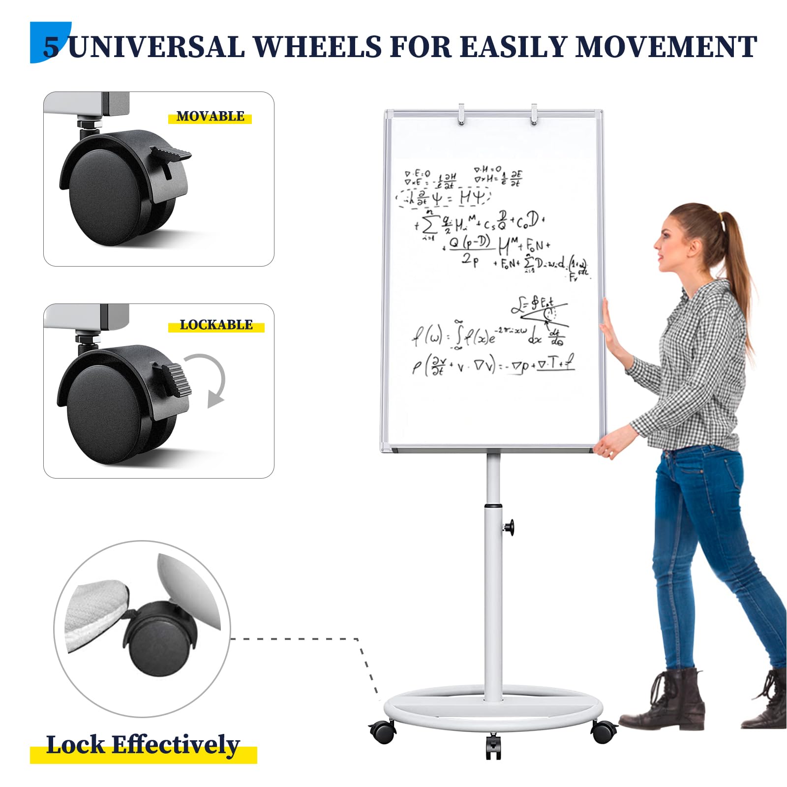 5 UNIVERSAL WHEELS FOR EASILY MOVEMENT

- MOVABLE
- LOCKABLE

Lock Effectively