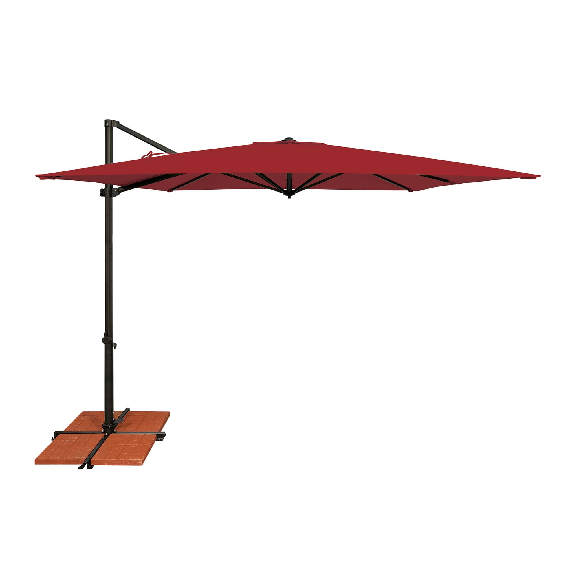 Mondawe - 8.6' Square Cantilever Patio Umbrella Black Frame with Cross Bar Stand - Really Red
