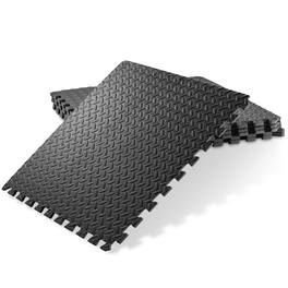 Philosophy Gym - Exercise Flooring Mats - Foam Rubber Interlocking Puzzle Floor Tiles - Black
