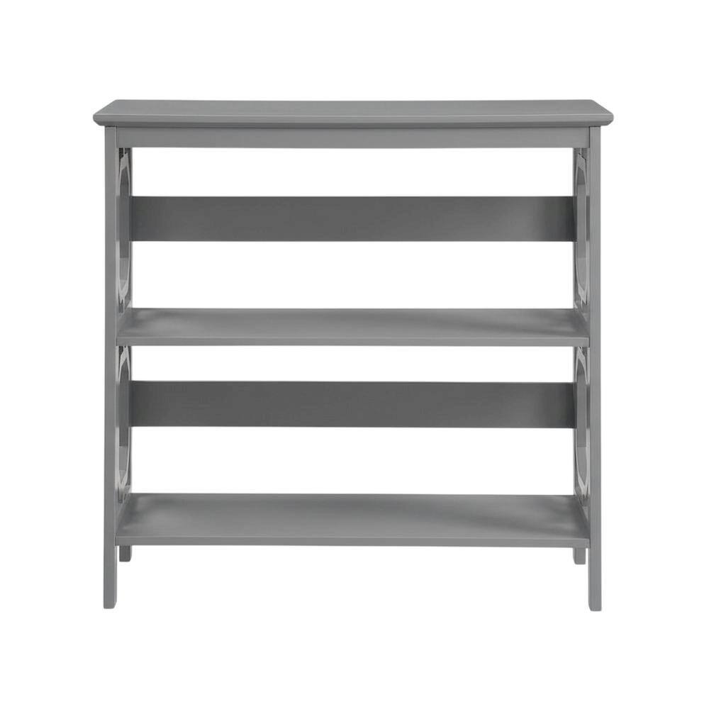 Angle. FurniFact - Wooden 3 Tier Bookcase with Non-Lead Base Paint for Living Room Use - Gray.