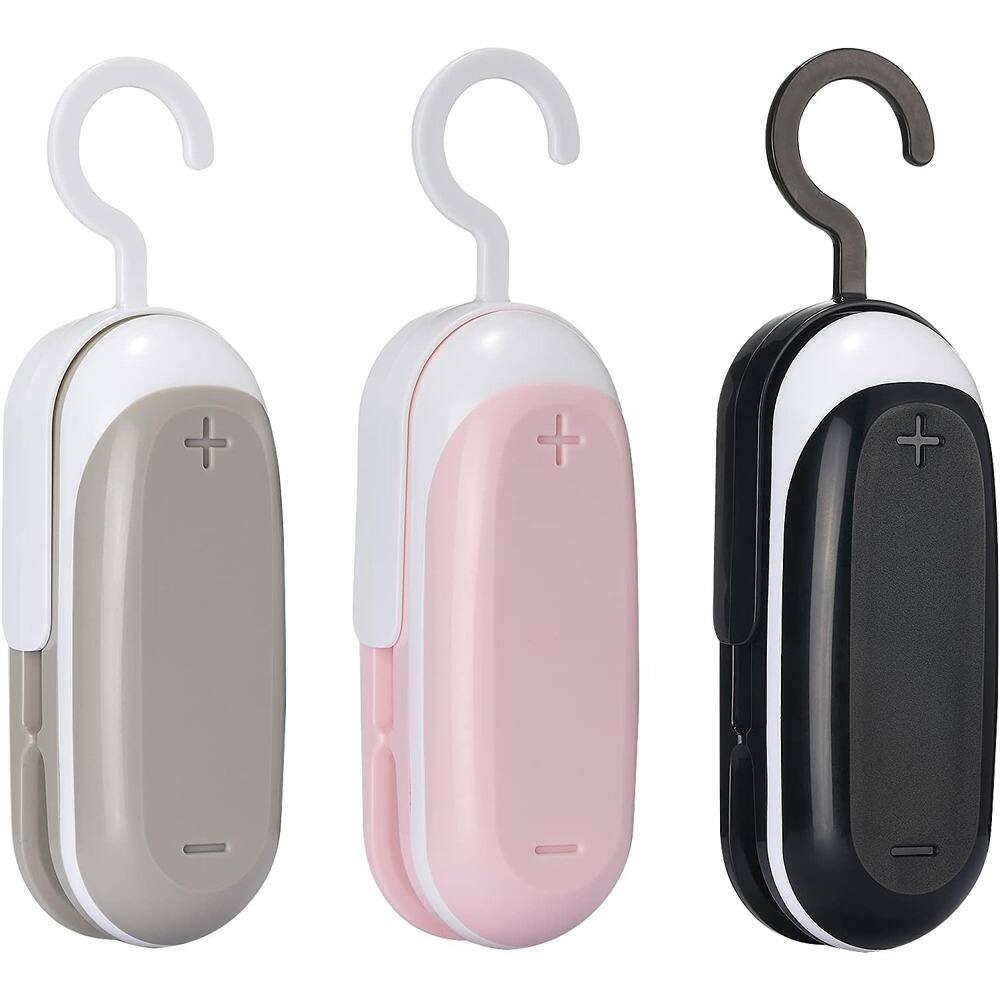 Front. RTMB - 3-Pack Mini Bag Sealer, Handheld Heat Seal & Cutter, Portable for Bags - pink,gray and black.