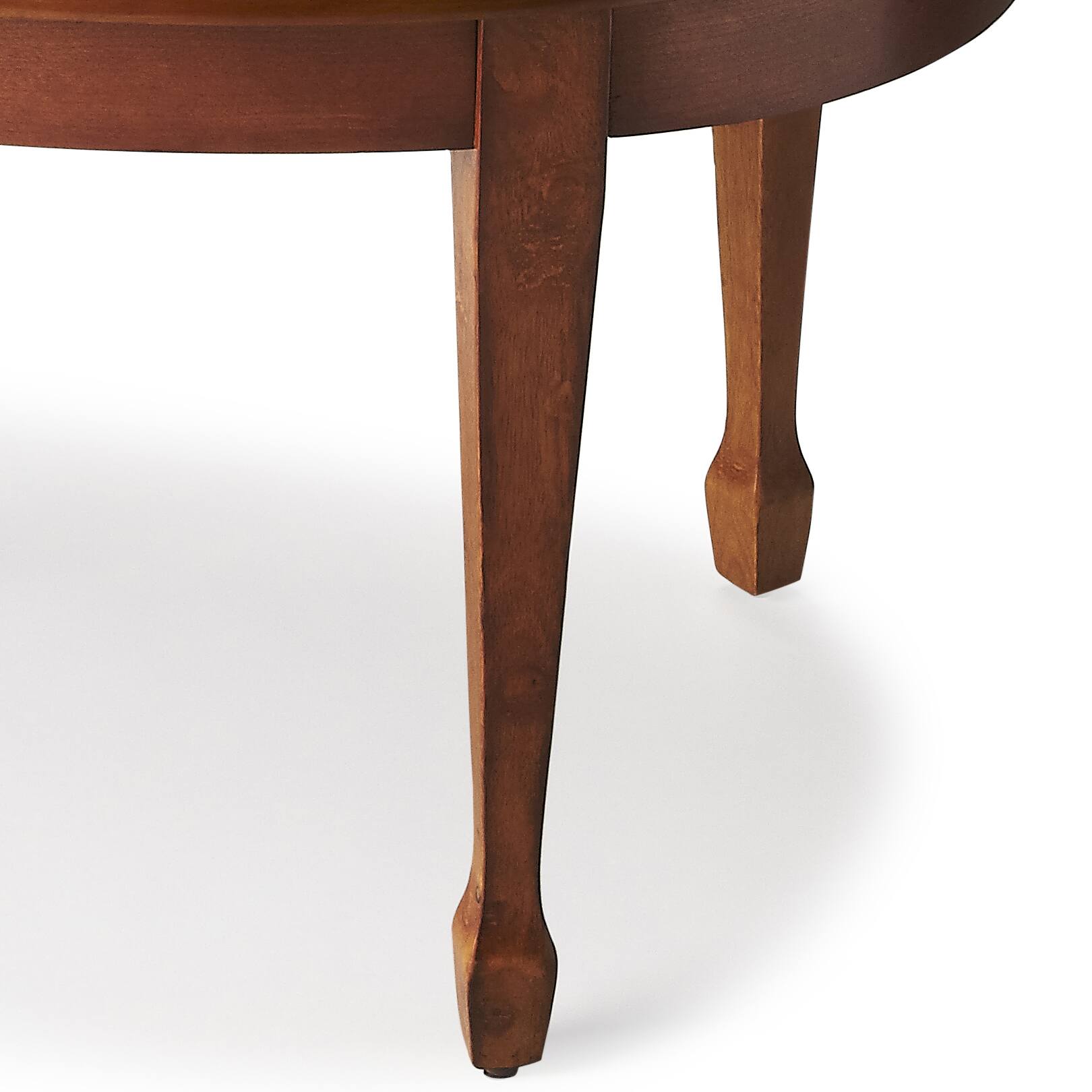 Alt View 3. Butler Specialty - Clayton 38 in. W Oval Wood Coffee Table with Veneer Linen-Fold Inlay - Medium Brown.