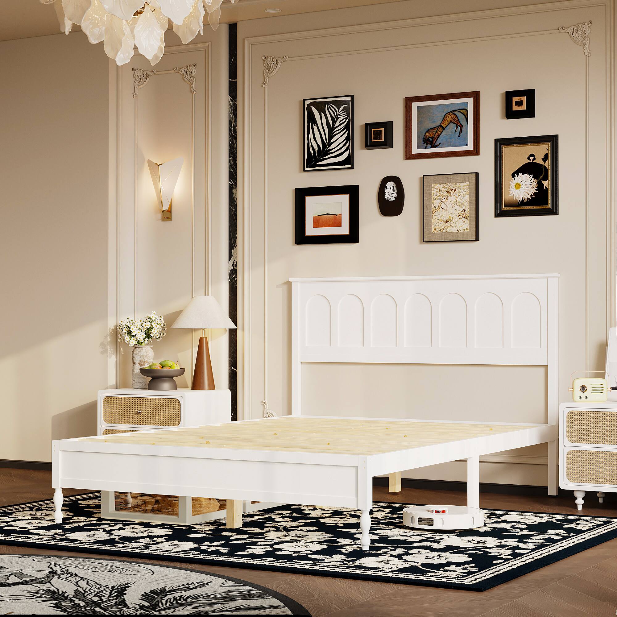 Alt View 2. FUFU & GAGA - FUFU&GAGA Steel - Frame Storage Bed: LED Lights, Multi - Drawer & Modern Style - White.