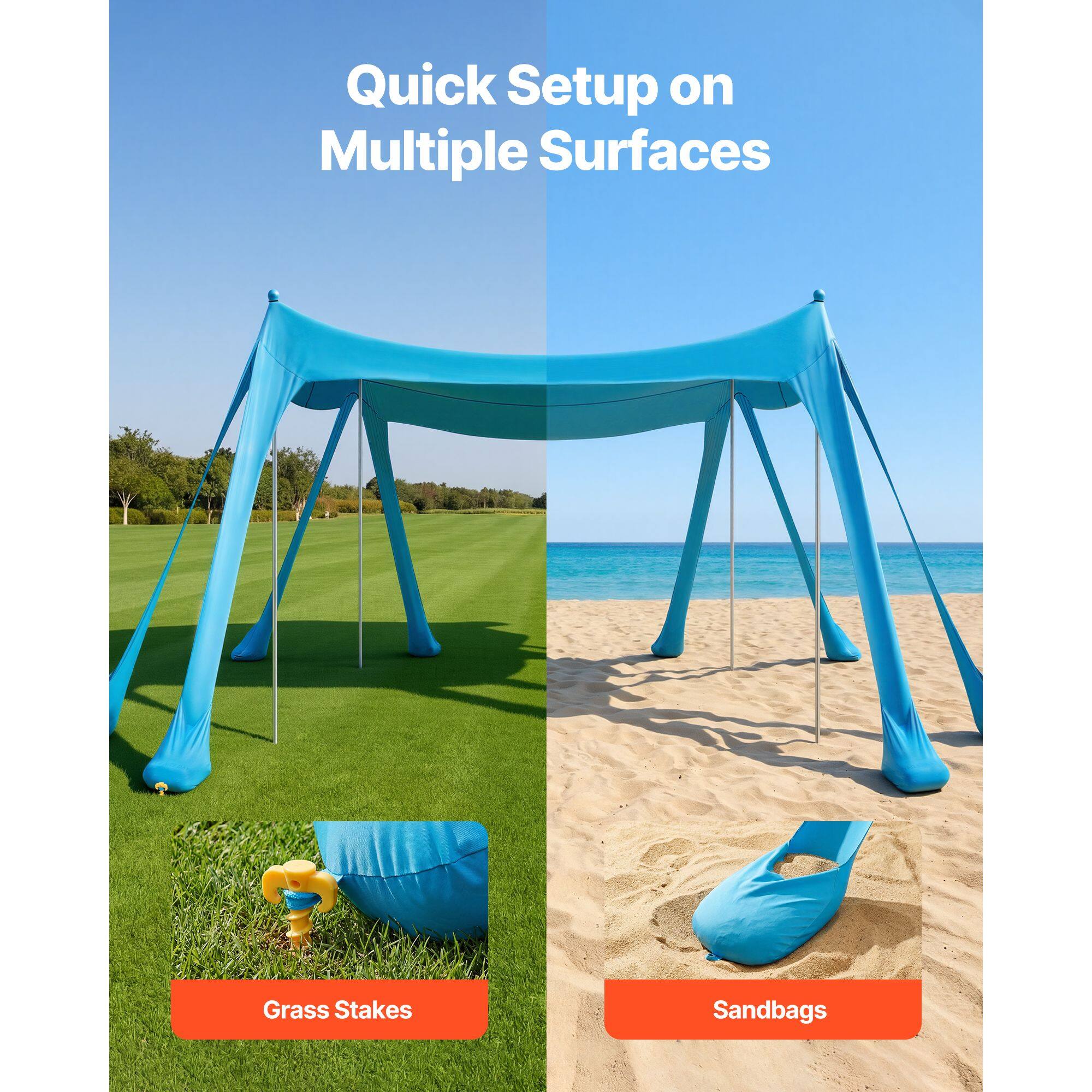 Quick Setup on Multiple Surfaces

Grass Stakes

Sandbags