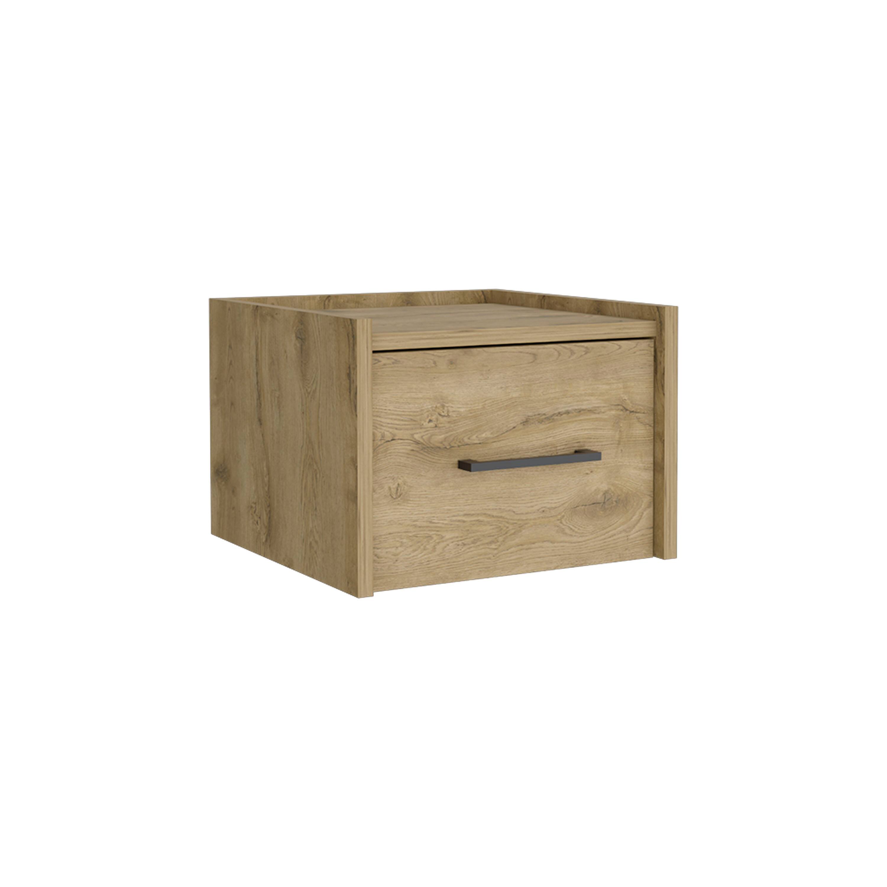 Angle. Tiramisubest - Floating Nightstand, Space-Saving Design with Handy Drawer and Surface, Macadamia - Beige.