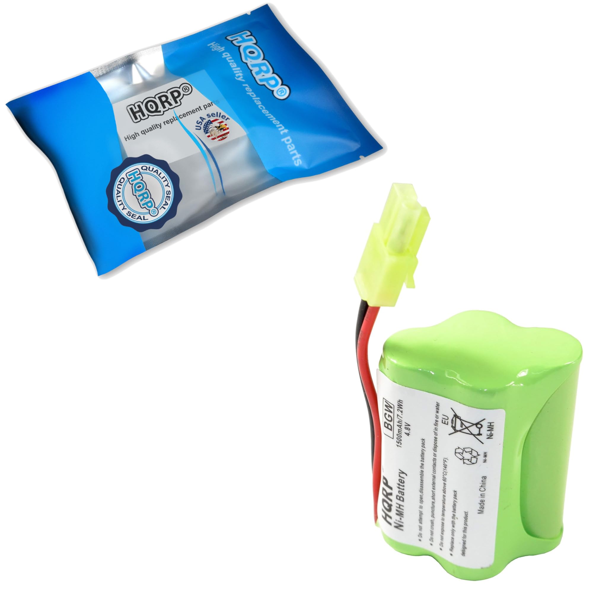 High quality replacement parts  
HORPO  
High quality replacement parts  
USA seller  
HQRPO SEAL  
2Wh BGW 1500mAh  
ABT 4  
HQRP Battery Ni-MH  
Made in China  
Product 1  
Product 2