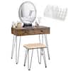 Front. Costway - Costway Vanity Makeup Dressing Table W/ 3 Lighting Modes Mirror Touch Switch - Tan.