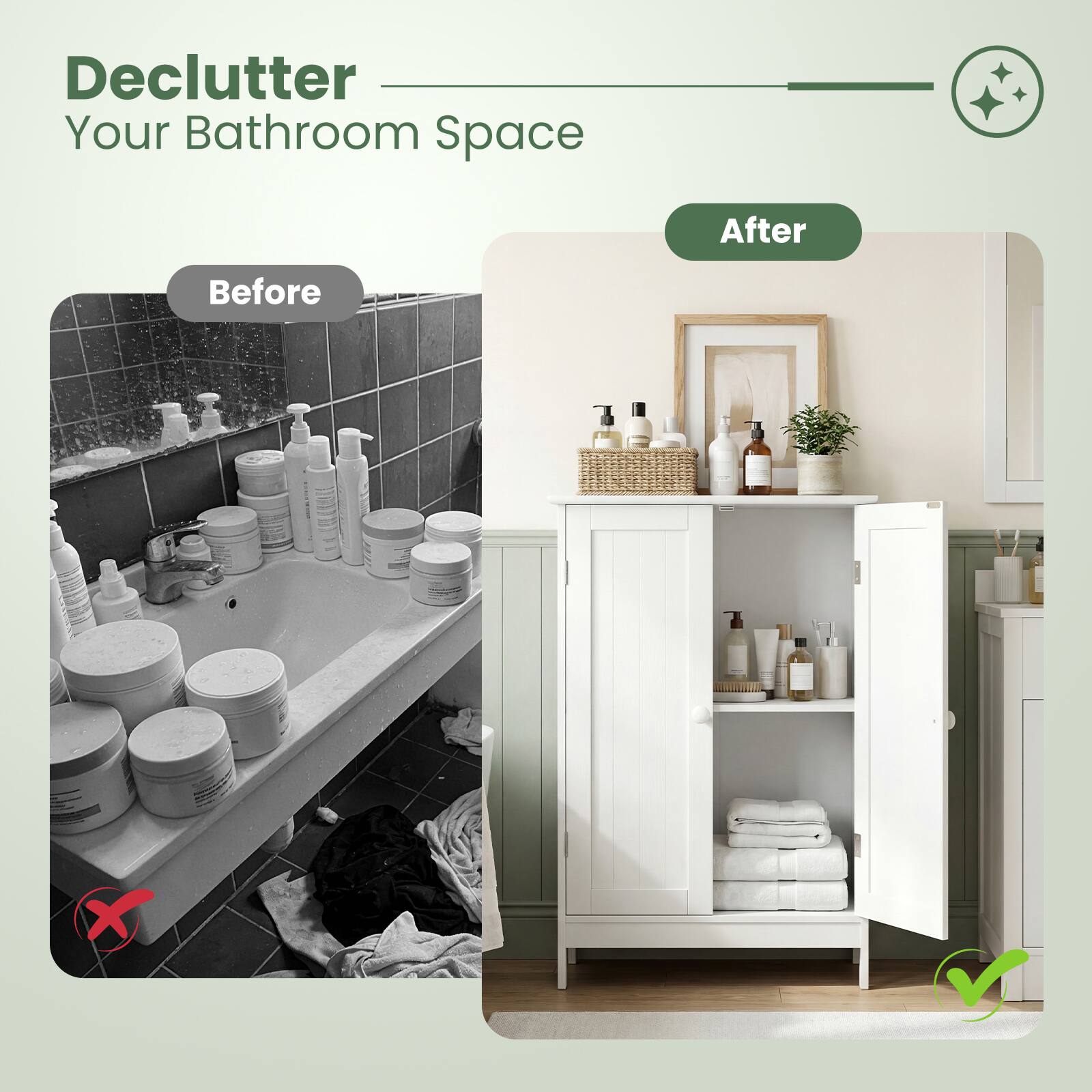 Declutter Your Bathroom Space

Before

After