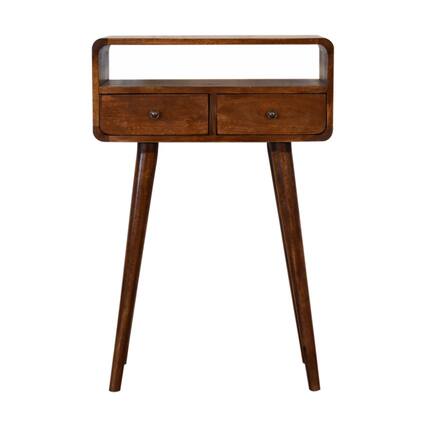 Front. Artisan Furniture - Artisan Furniture Solid Wood Mini Chestnut Console Table, 2 Drawers, 1 Open Slot, Brown - Brown.