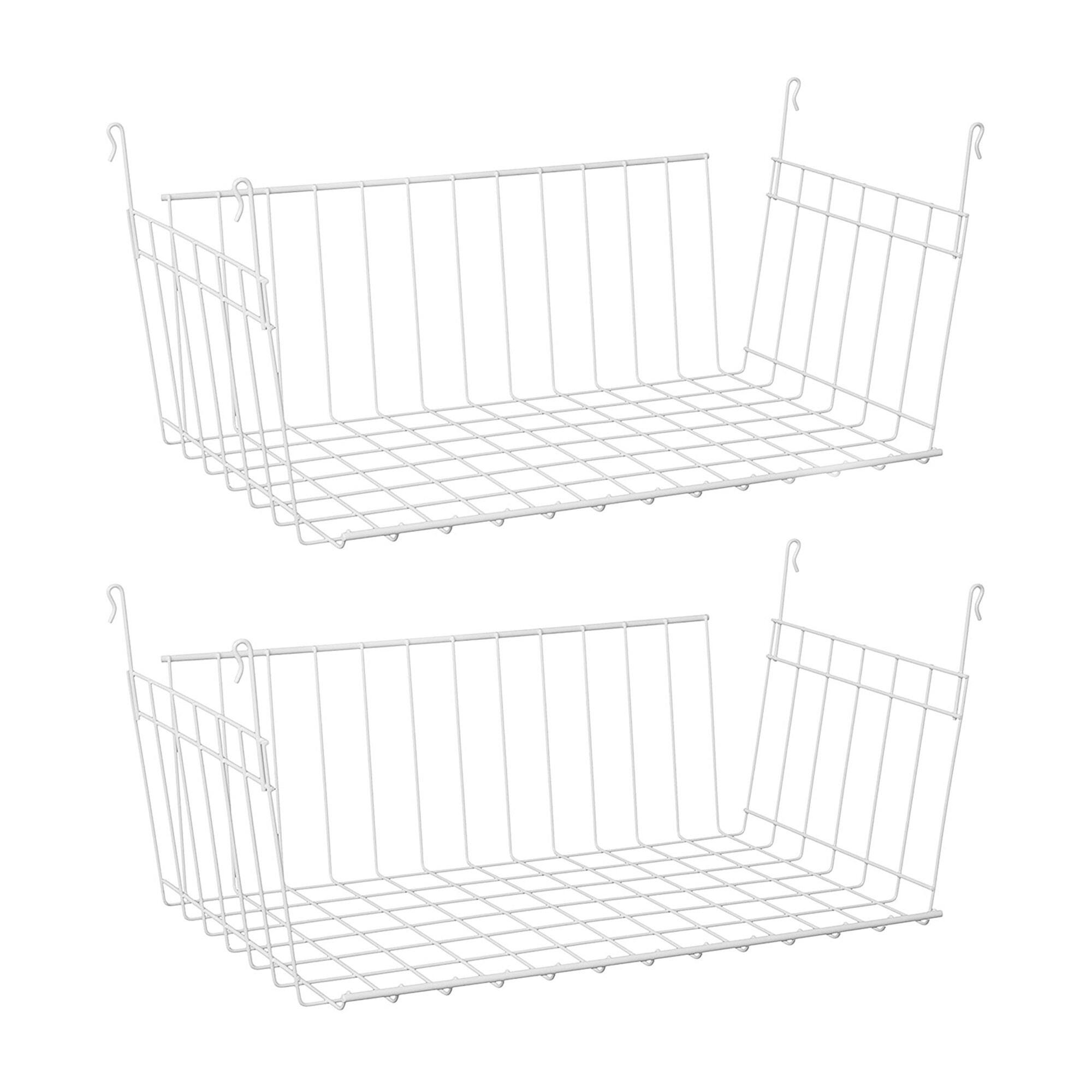 Front. ClosetMaid - ClosetMaid 17 In Wide Hanging Basket for Wire Shelving Organizer, White (2 Pack) - White.
