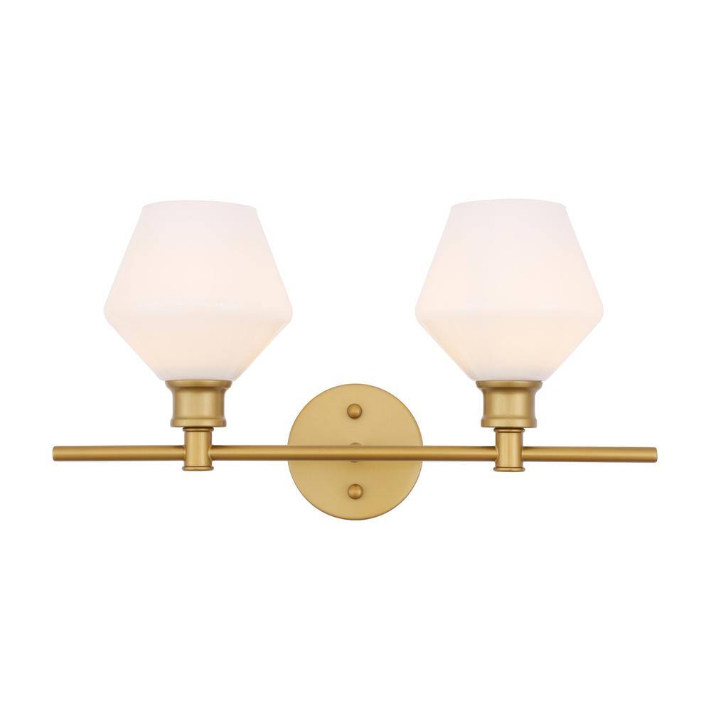 Alt View 10. Living District - Gene 2 light Brass and Frosted white glass Wall sconce - Brass And Frosted White Glass.