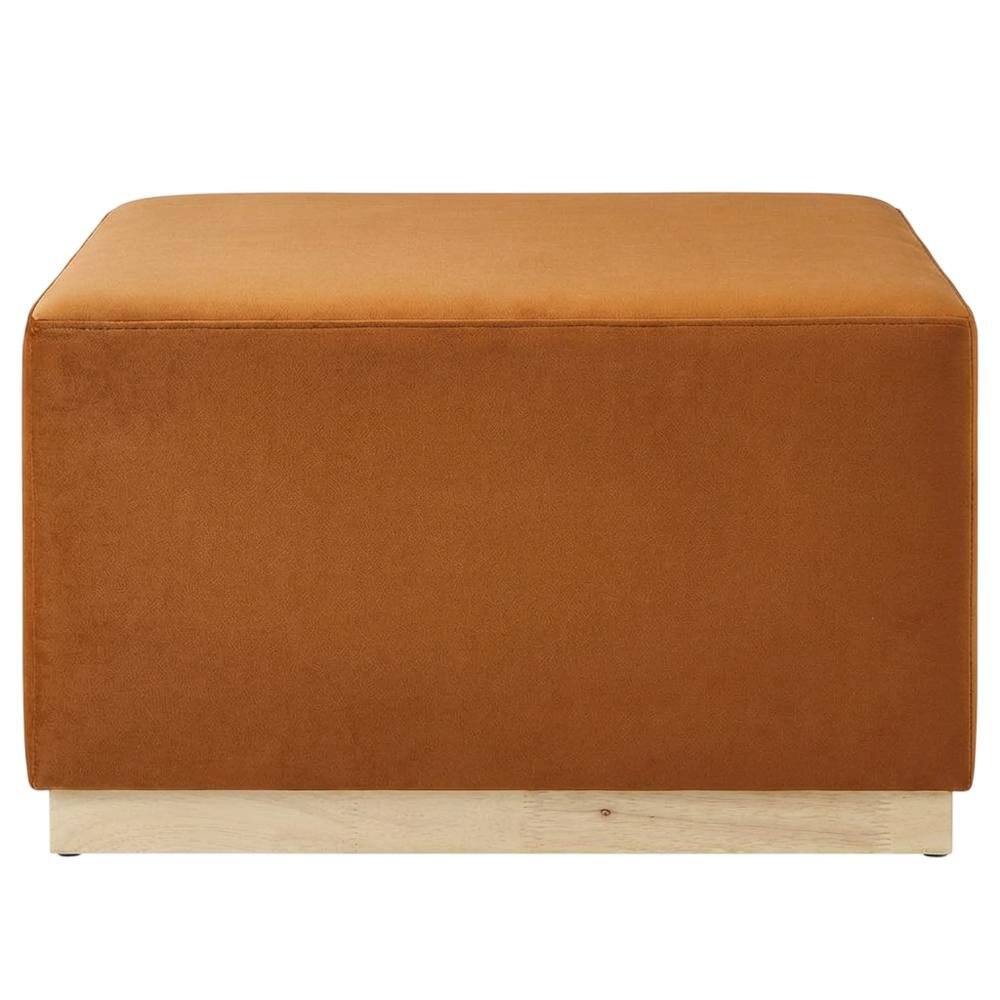 Back. Outdoor Escape - Square Performance Velvet Ottoman In Neutral Color, Outdoor Spaces, 28-Inch Size - Brown.