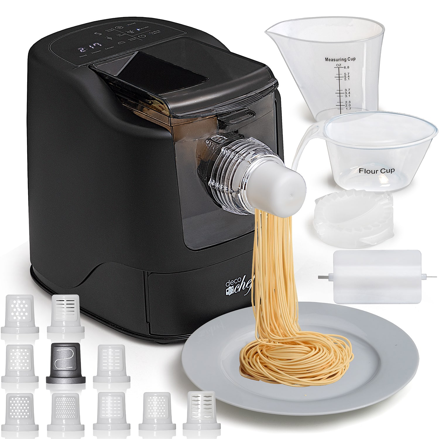 Deco Chef - Automatic Pasta Maker, 13 Pasta Types, Ready in 15 Minutes, Dishwasher Safe PST01BLK - Black