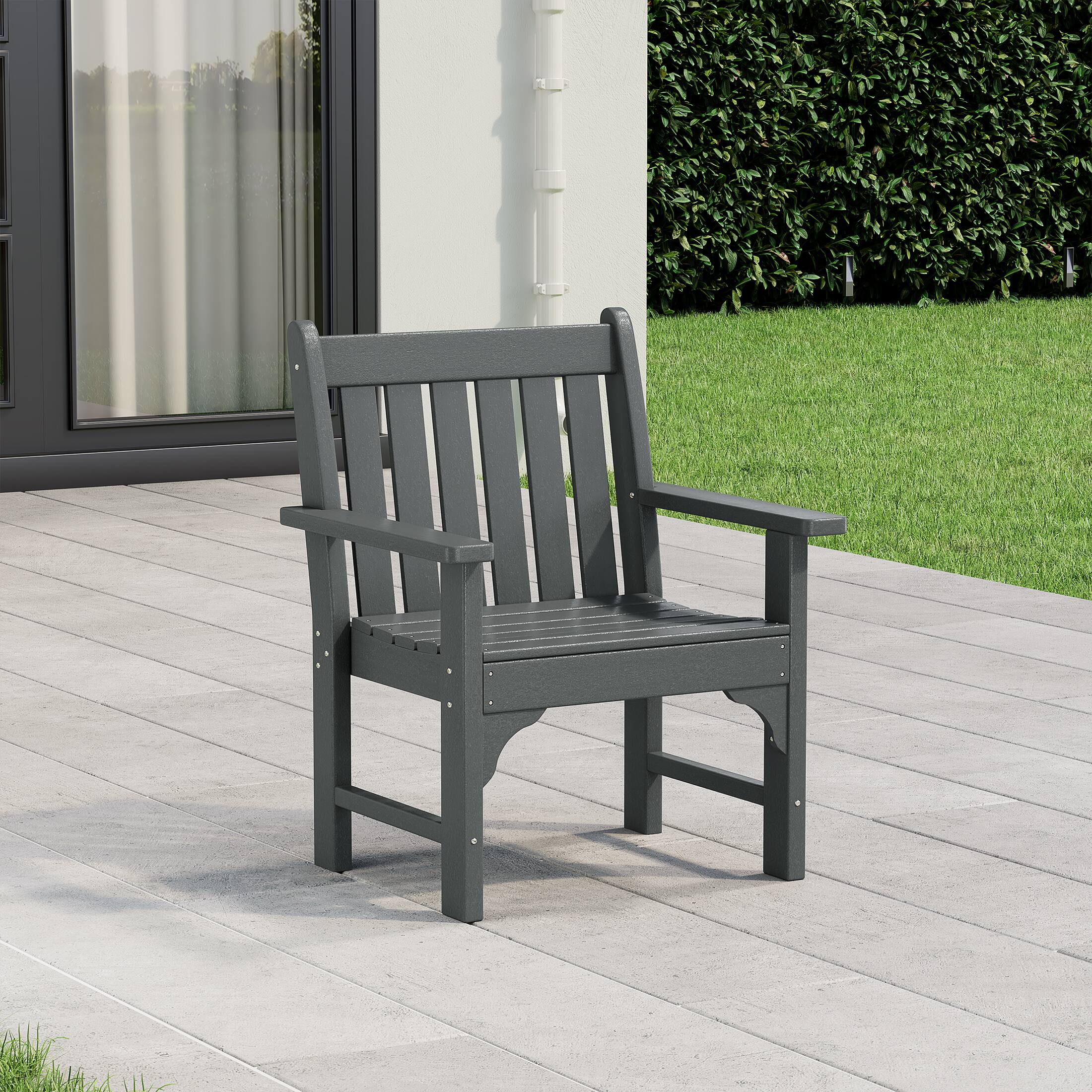 Angle. WestinTrends - WestinTrends Malibu Outdoor Patio HDPE Adirondack Dining Arm Chair - Gray.