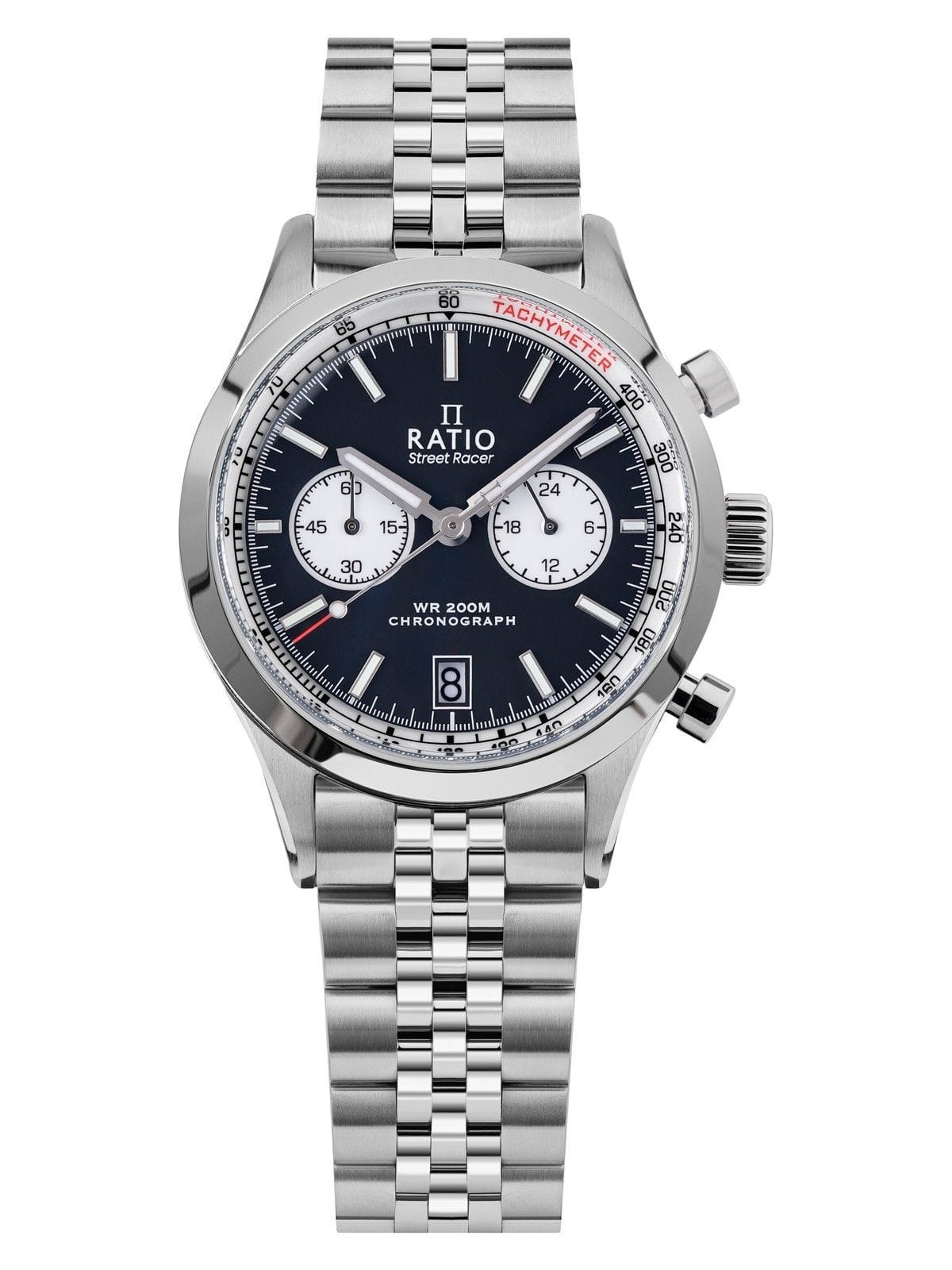 RATIO - Street Racer Chronograph RTC012 200M Black Reverse Panda Dial Limited Edition Watch - Black With White Subdials