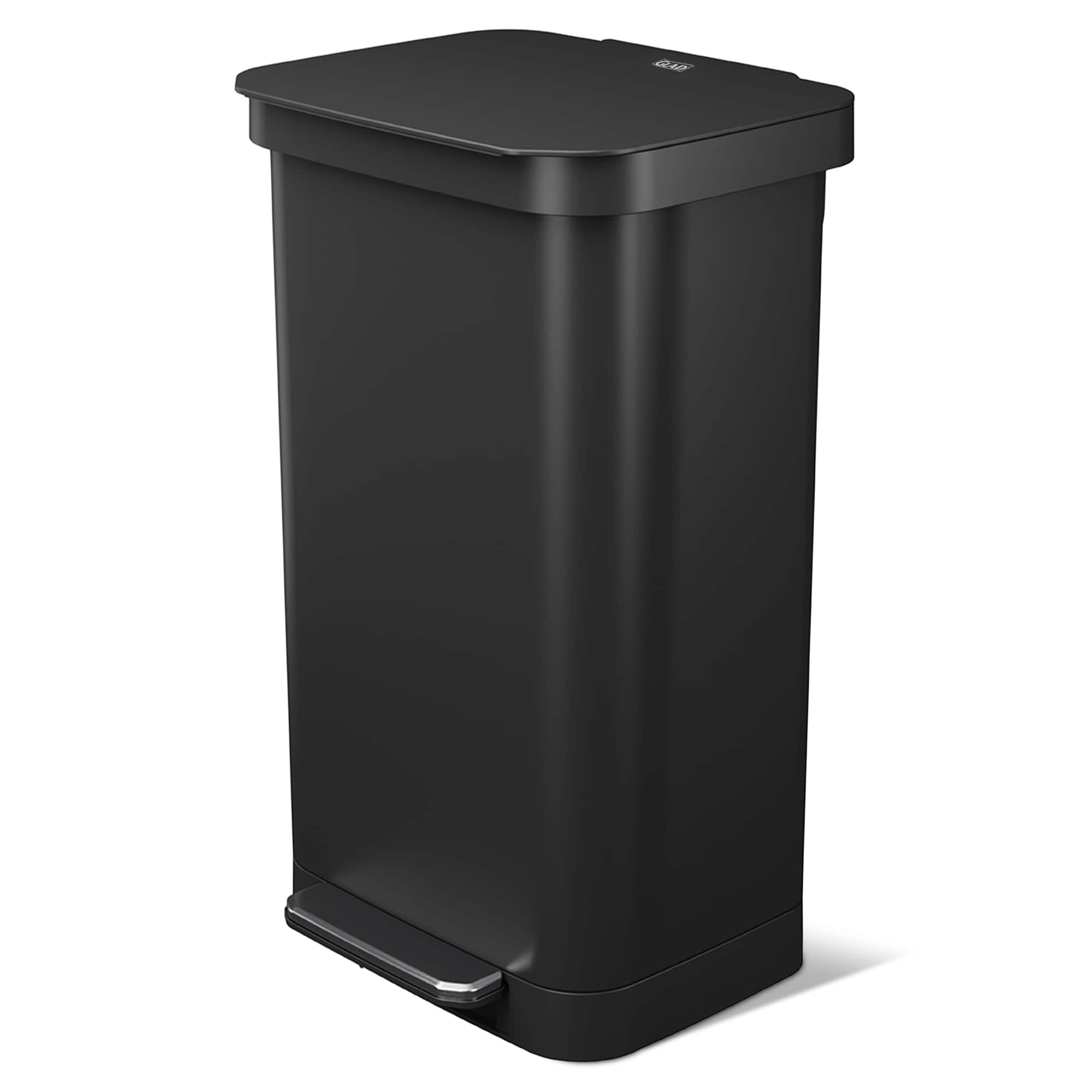 Glad - Step Trash Can, Series 2 Soft Close Bin with Odor Protection, 20 Gal, Black - MATT BLACK