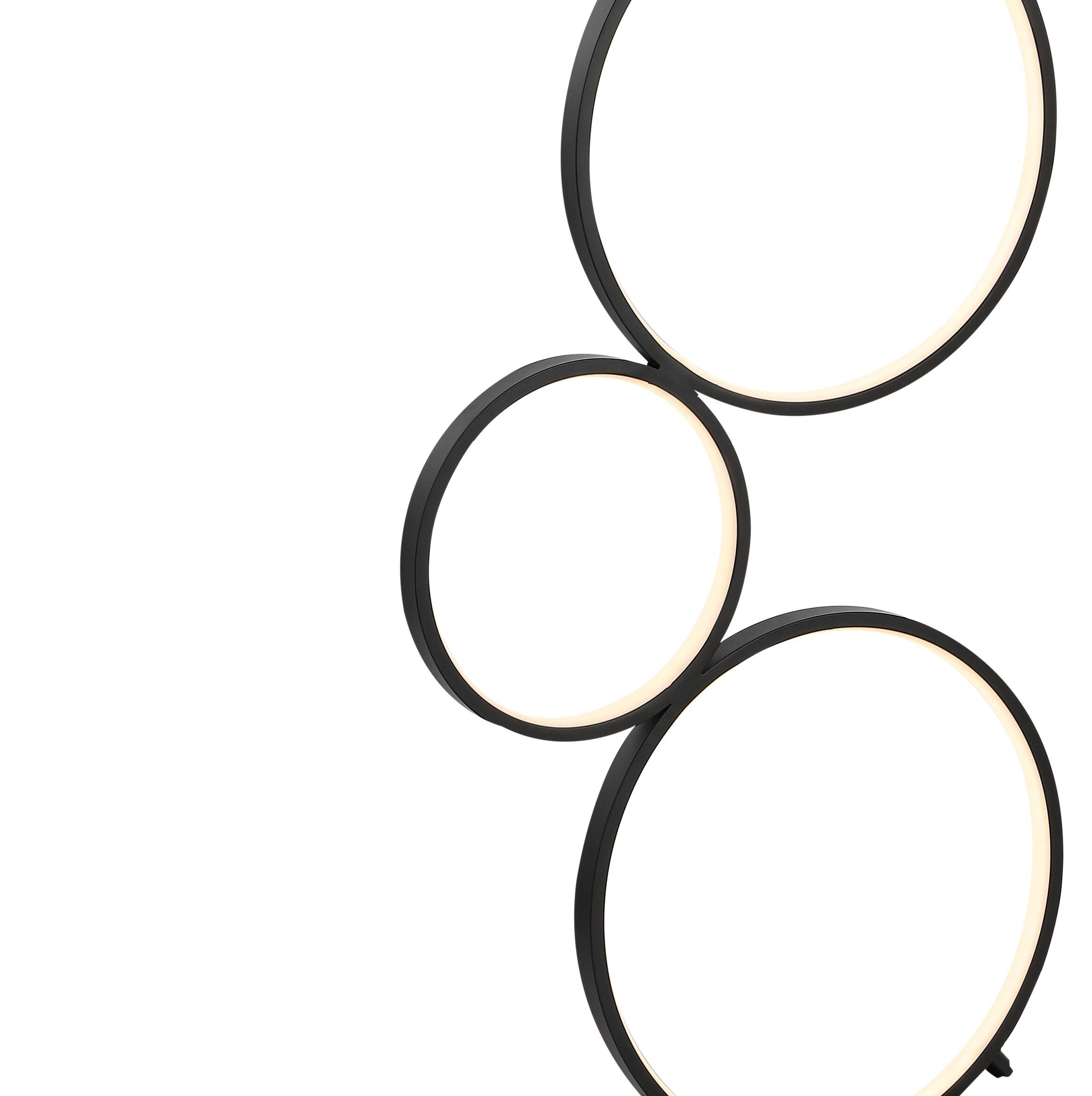 Alt View 4. Jonathan Y - Pluto Stacked Circles 45" 5-Light Contemporary Modern Iron/Aluminum Integrated LED Floor Lamp, Black - Black.