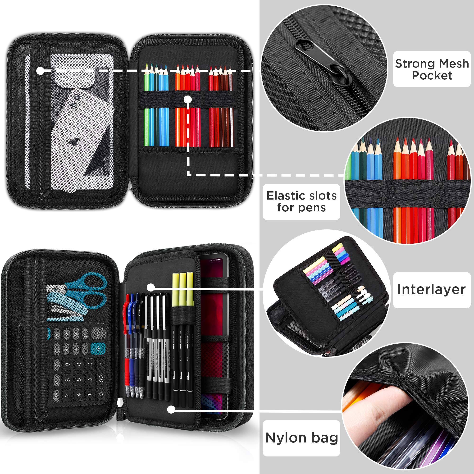- Strong Mesh Pocket
- Elastic slots for pens
- Interlayer
- Nylon bag
