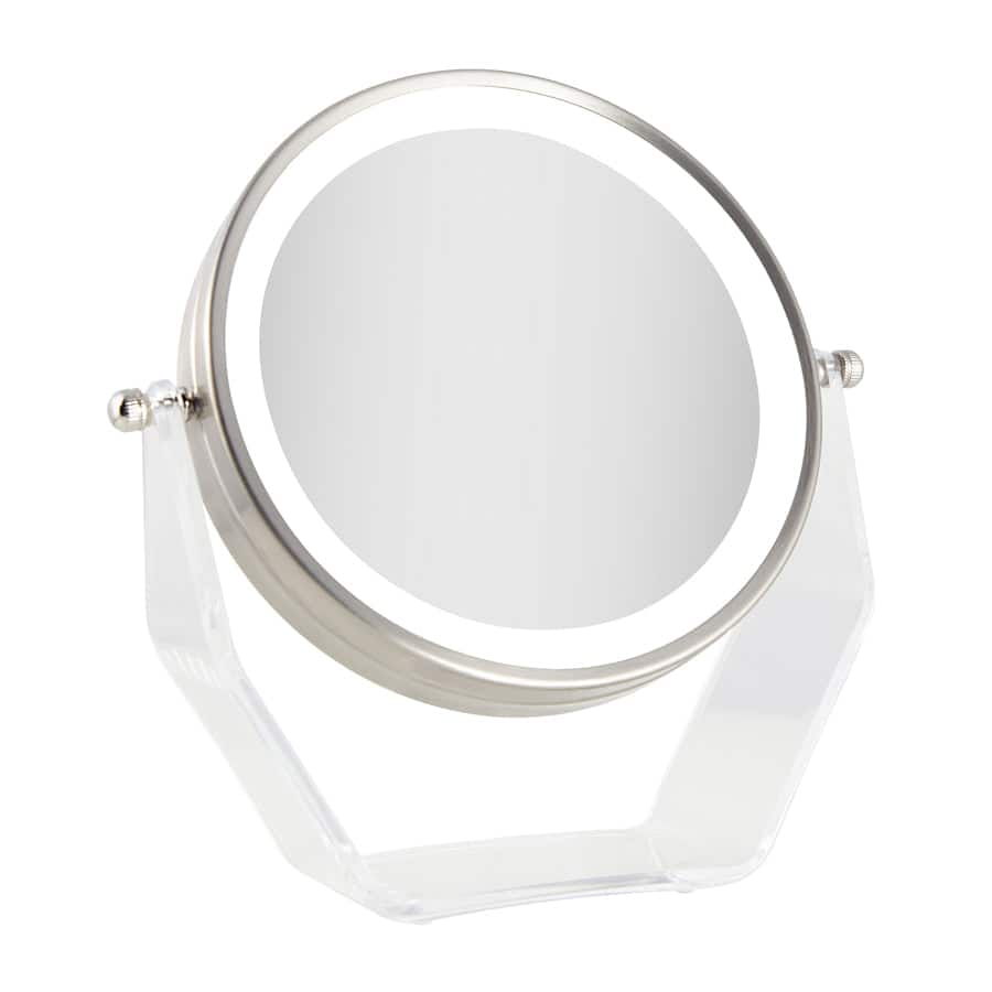 Zadro - LED Lighted Makeup Mirror with 8X/1X Magnifications - Satin Nickel