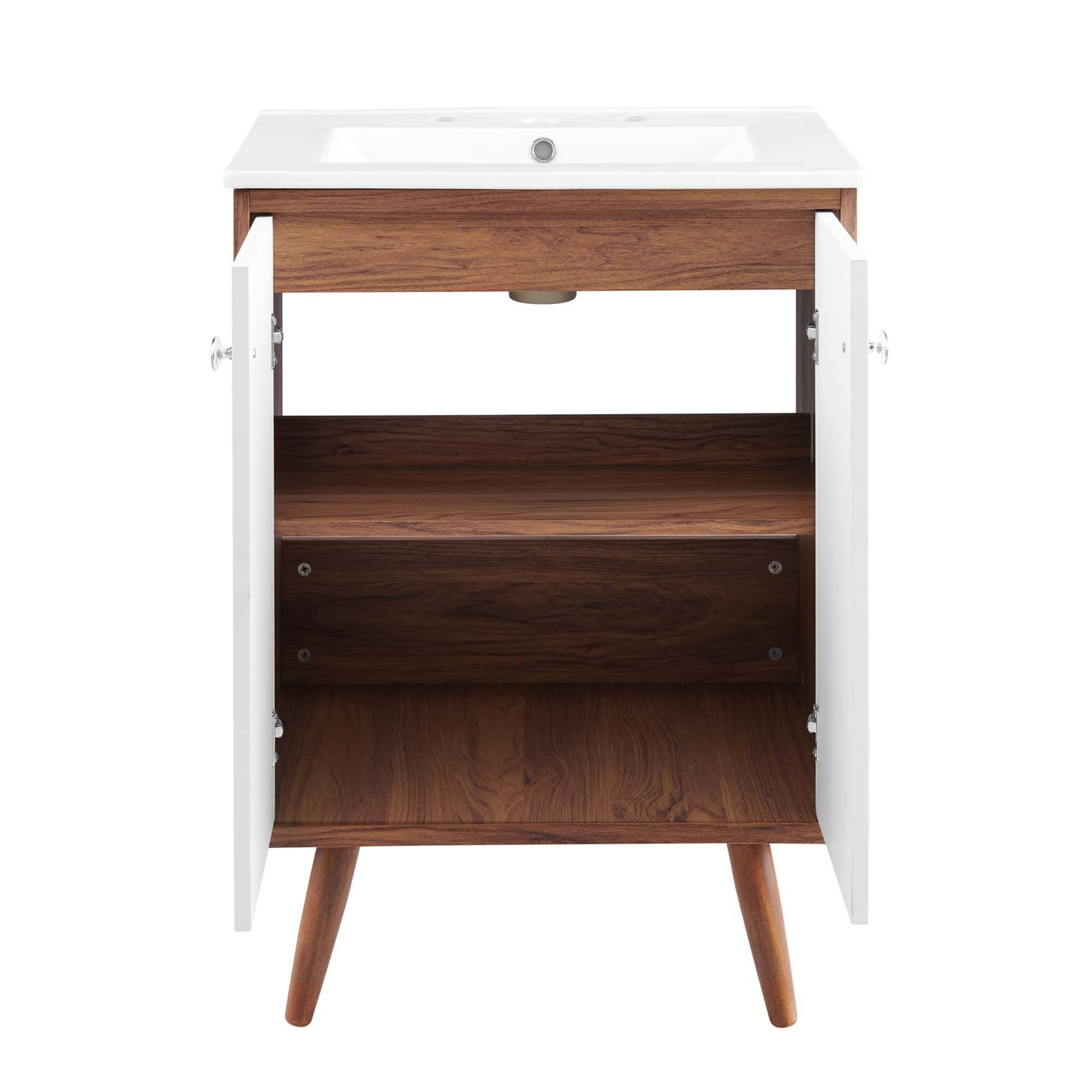 Alt View 4. Modway - Transmit Bathroom Vanity Basin Included - Walnut White.