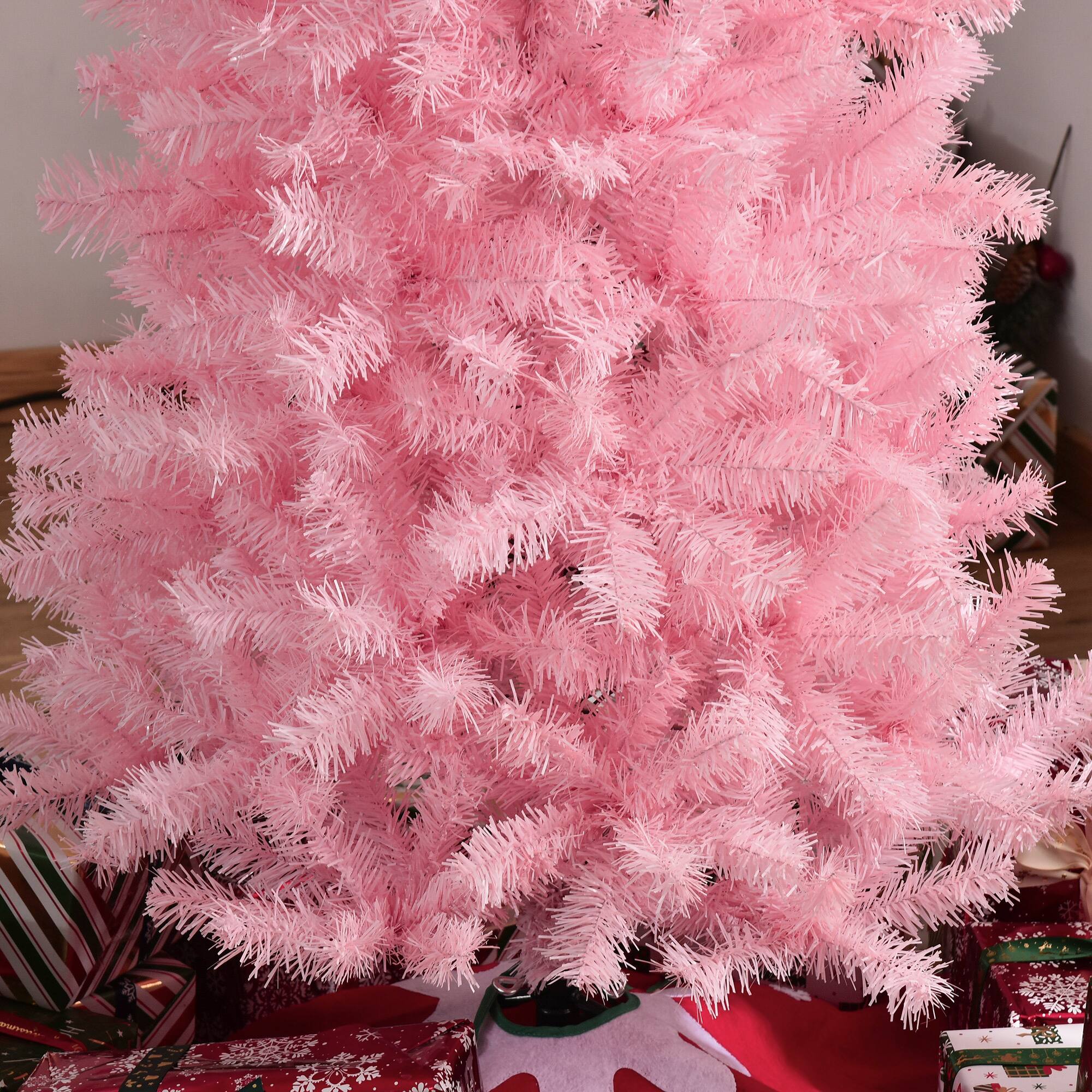Alt View 7. Homcom - Douglas Fir Pencil Slim Artificial Christmas Tree, 818 Tips Metal Stand - Pink.