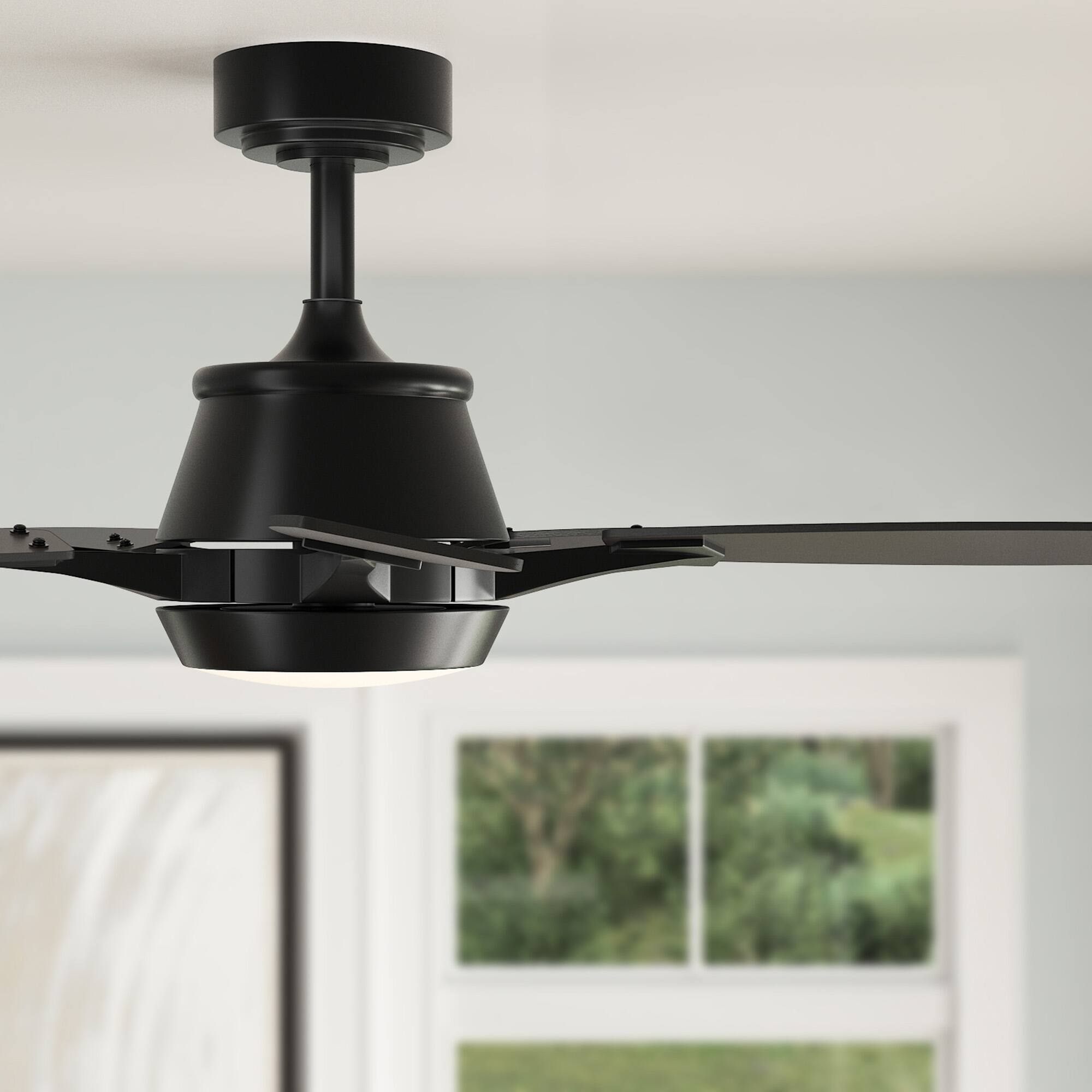 Alt View 7. Siljoy - 42" Modern Low Profile Ceiling Fan with Light and Remote Control Dimmable LED for Bedroom/Living Room - Black.