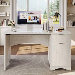 Bestier - 47 inch Office Desk with Storage Cabinet and Drawer for Home Office Desk with Adjustable Shelves and Cable Management - White