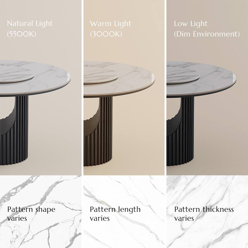 Natural Light (5500K)  
Warm Light (3000K)  
Low Light (Dim Environment)  

Pattern shape varies  
Pattern length varies  
Pattern thickness varies
