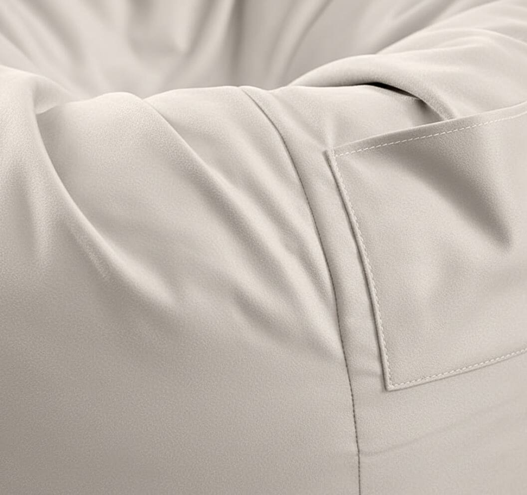 Back. AOITUN - Large 39" Adult Bean Bag Chair, Cream Waterproof Faux Leather Gaming Lounger with Storage Pocket - Gray.