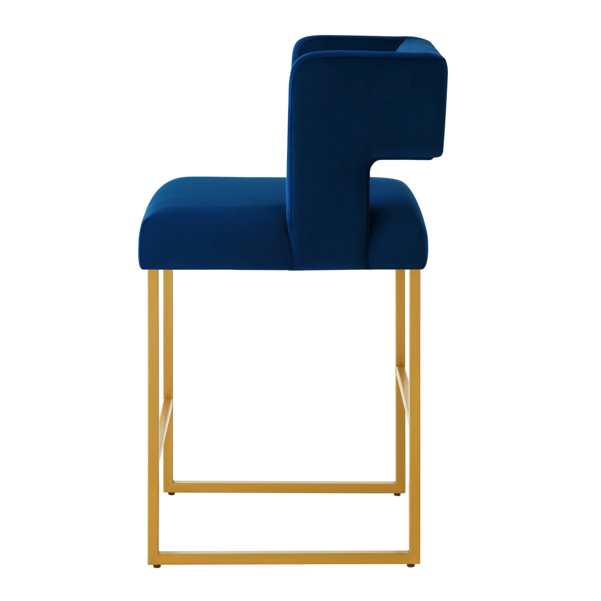 Alt View 1. GOODSILO - Contemporary Square Backrest Counter Height Bar Stools Set of 2 with Sturdy Metal Legs for Kitchen Islands - Navy.