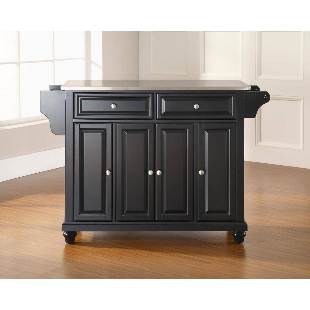 Alt View 1. Crosley Furniture - Cambridge Stainless Steel Top Full Size Kitchen Island/Cart - Black.