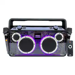 Max Power - Retro Boom Portable Bluetooth Speaker with 2 Microphones & LED Lights