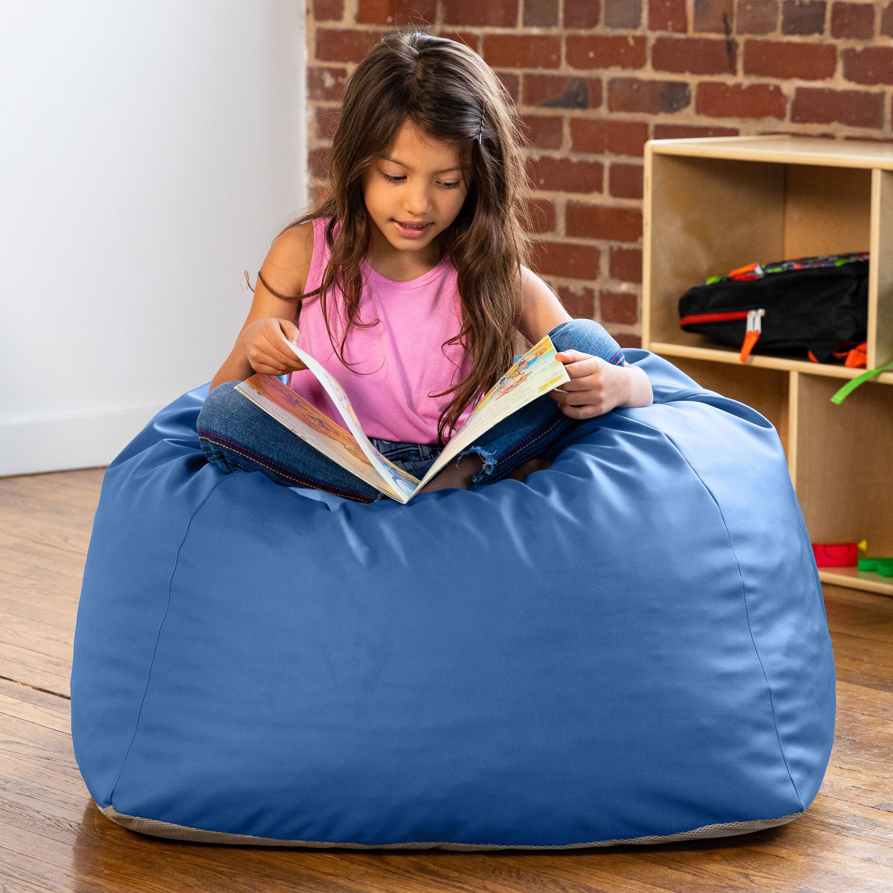 Left. Jaxx - Jaxx Gumdrop Jr. Kids Bean Bag for Early Childhood & Educational Environments, Premium Vinyl - Royal Blue - Royal Blue.