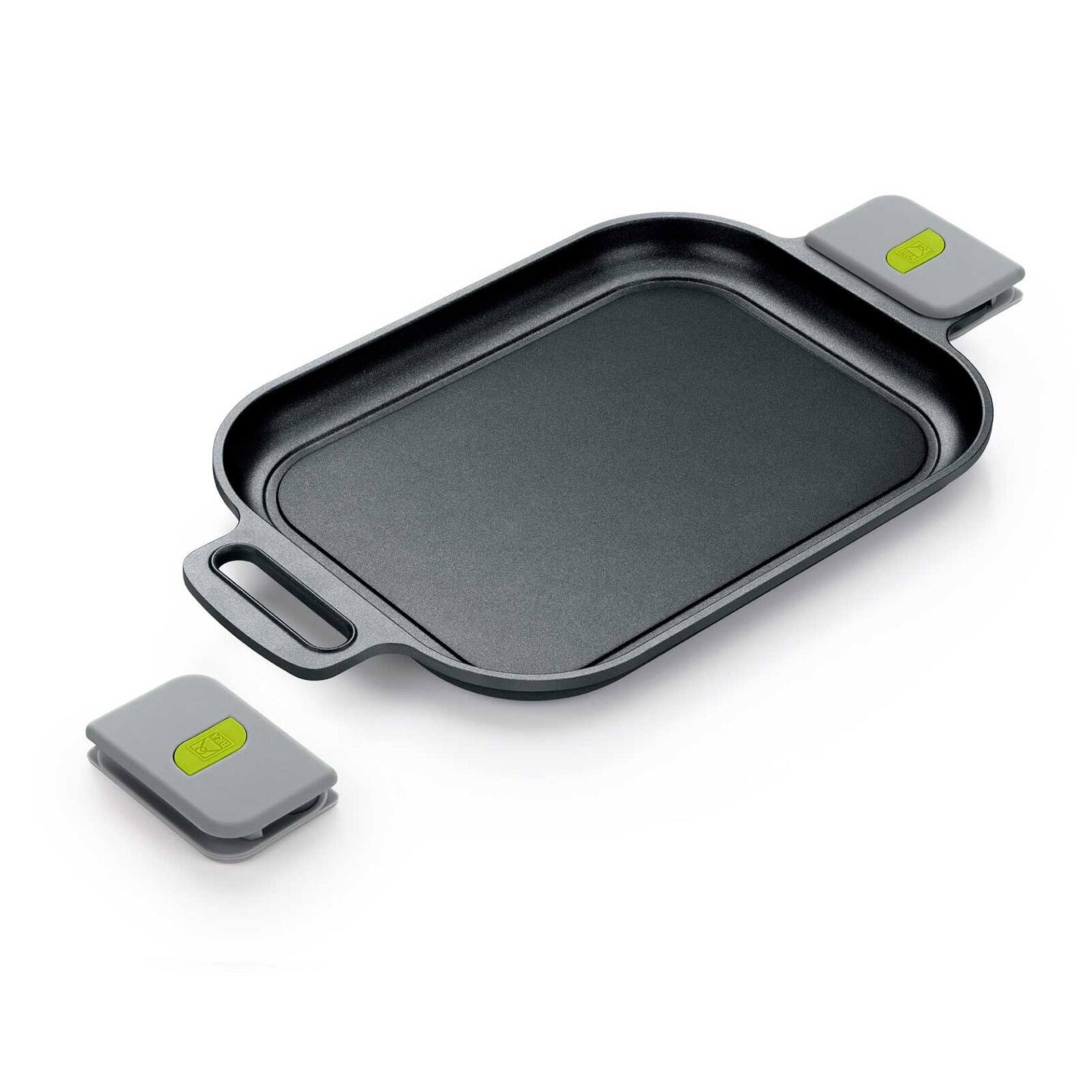 Alt View 1. BRA Cookware - Ceramic Nonstick Griddle with Removable Handles, 12.6 x 9.4-Inch - Black.