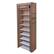 Front. SKONYON - 9-Tier Shoe Rack with Dustproof Cover, Freestanding Storage Organizer for Closet or Entryway - Brown.