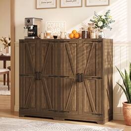 Aheaplus - 44" Wide Pantry Cabinet Set of 2, 43.4" Tall Farmhouse Storage Cabinet with Adjustable Shelves for Kitchen/Dining - Weathered Brown