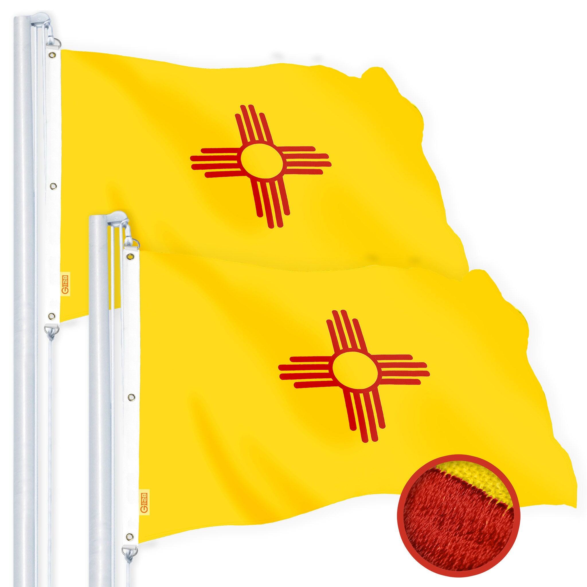 G128 - New Mexico State Flag 6x10 ft Embroidered 220GSM Spun Polyester with Brass Grommets - Assorted Colors