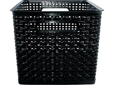 Alt View 3. Advantus - Advantus Large Weave Plastic Bin, Black, 2/Pack (AVT40328) - Black.