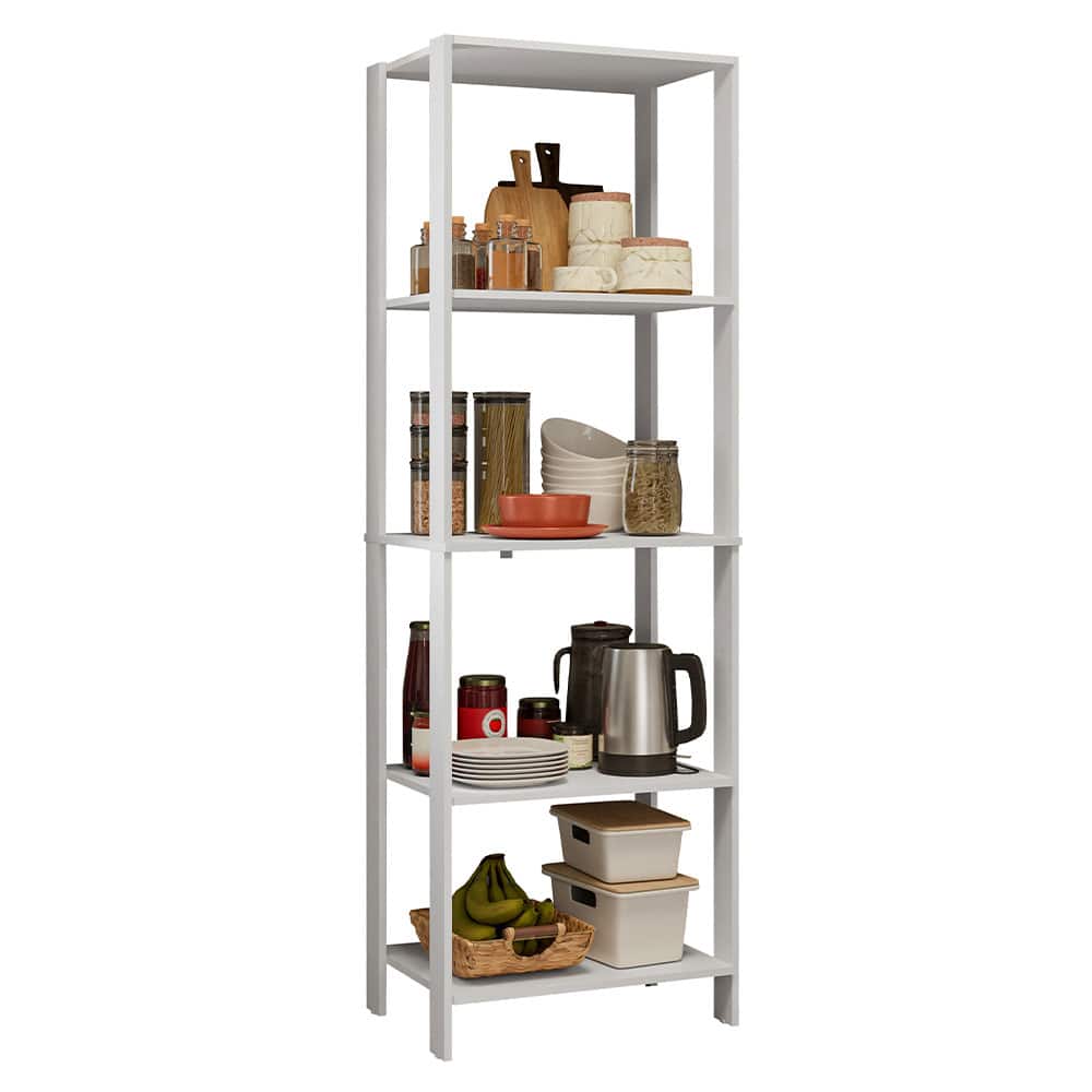 Madesa - Kitchen Pantry Storage Rack with 5 Open Shelves 23"L Multiuse Cabinet for Kitchen Organization - White - White
